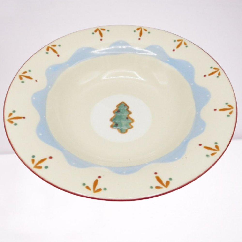Hartstone Pottery Christmas Confections 12" Pasta Bowl 12" USA Tree Cookie